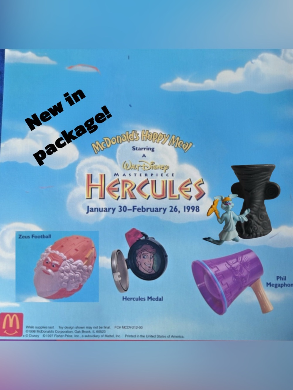McDonald's Hercules Happy Meal Toys 1996 1997 New Disney Lot
